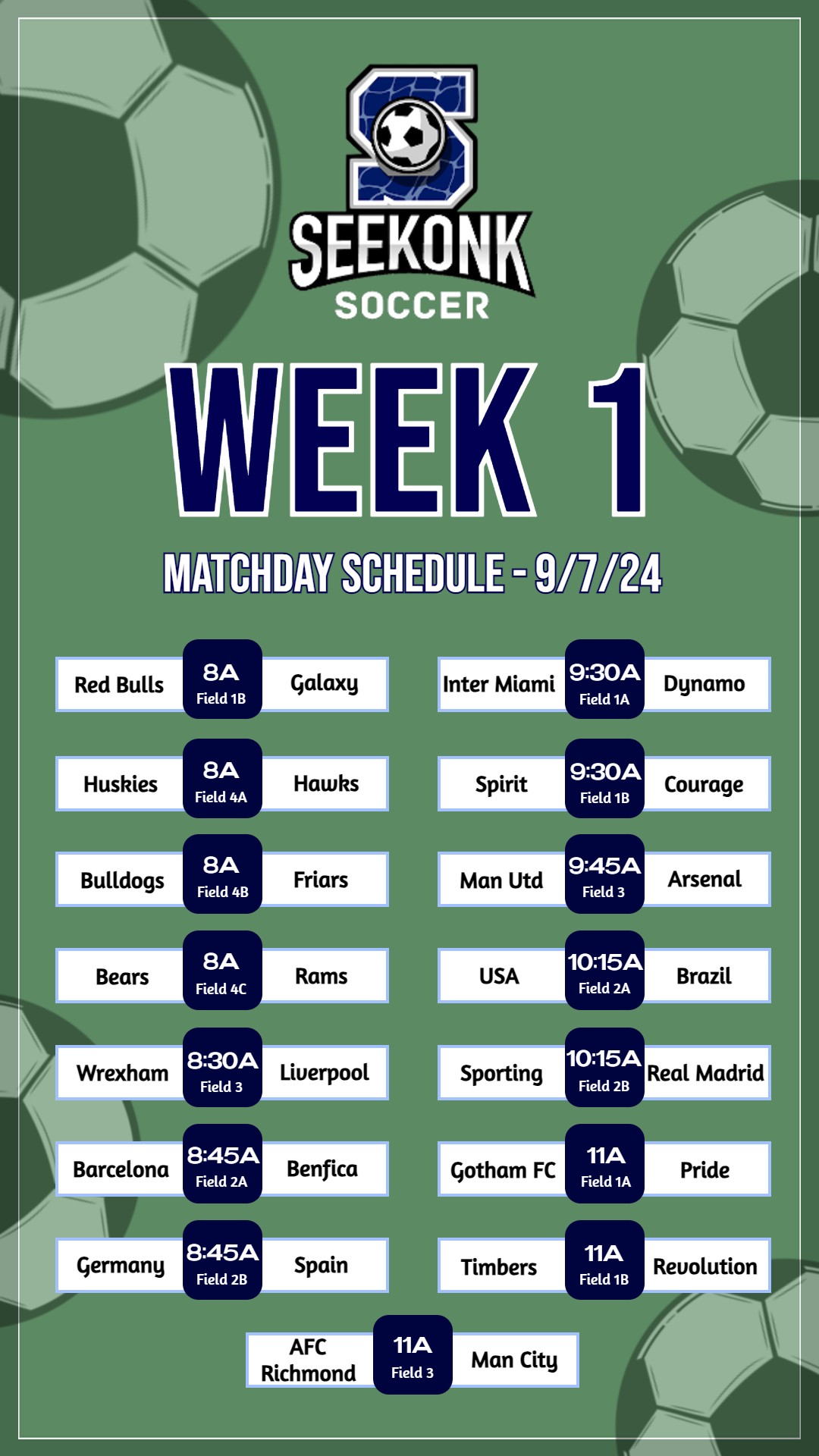 2024 Week 1 Rec Schedule